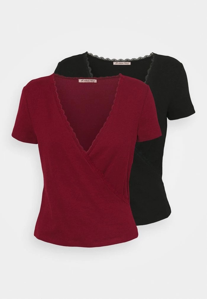 T-Shirt ANNA FIELD Anna Field 2 Pack Noir Femme | ZDD-7457527